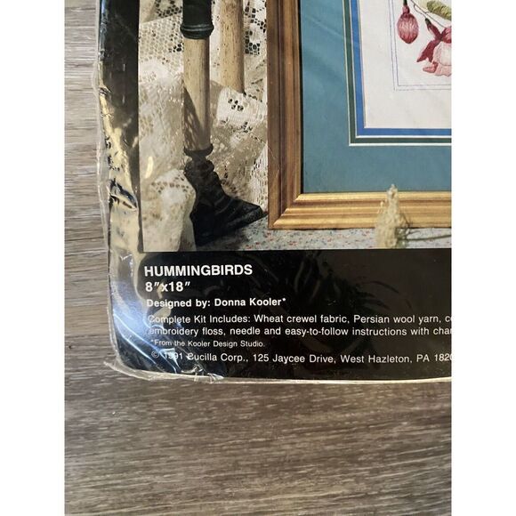 Bucilla Hummingbirds Crewel Kit 40590 NEW Vintage 1991 Floral Birds Nature Baatz - Picture 3 of 8